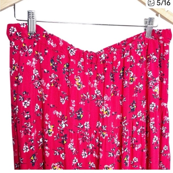 Beachlunchlounge Red Floral Midi Skirt Size Large - Picture 6 of 8